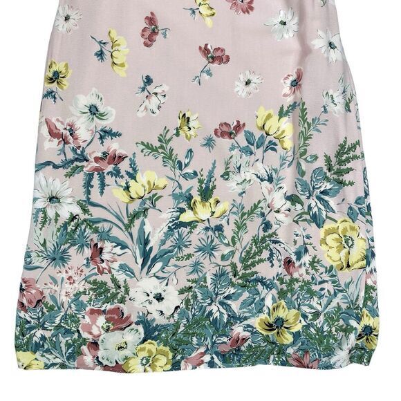 Loft Sleeveless Dress Womens Sz 2 Pink Floral Crew Neck Boho Coastal Beach - Picture 7 of 14